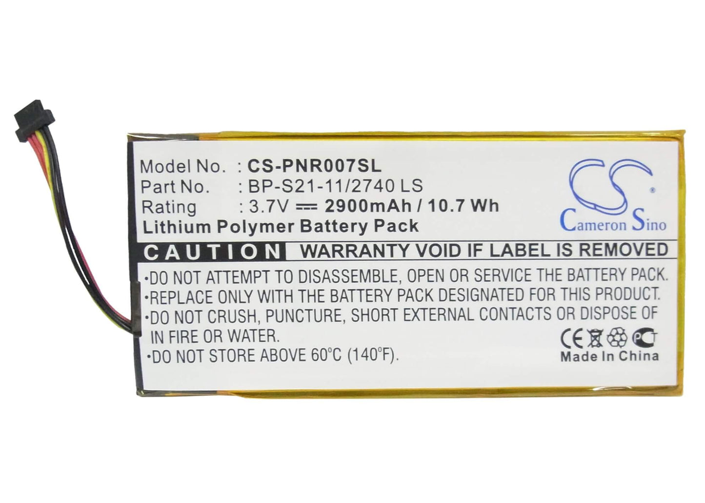 3.7V, 2900mAh, Li-Polymer Battery fits Pandigital, Novel 7, Prd07t20wbl1, 10.73Wh