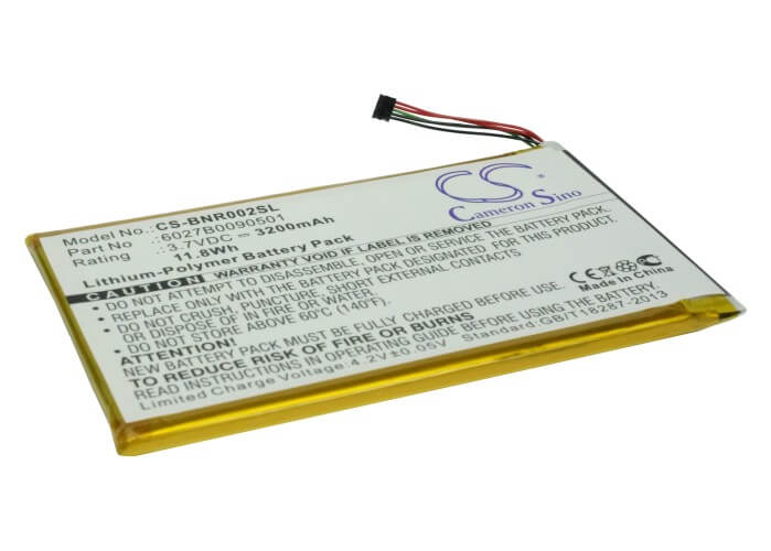 3.7V, 3200mAh, Li-Polymer Battery fits Barnes & Noble, Bnrb200, Bnrv200, 11.84Wh