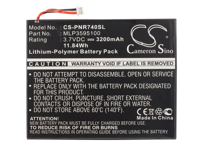 3.7V, 3200mAh, Li-Polymer Battery fits Pandigital, Novel Tablet Color, R7t40wwhfi, 11.84Wh
