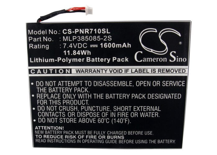 7.4V, 1600mAh, Li-Polymer Battery fits Velocity, Micro Cruz, 11.84Wh
