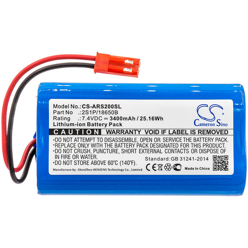 7.4V, 3400mAh, Li-ion Battery fits Arizer, Solo, Solo 2, 25.16Wh