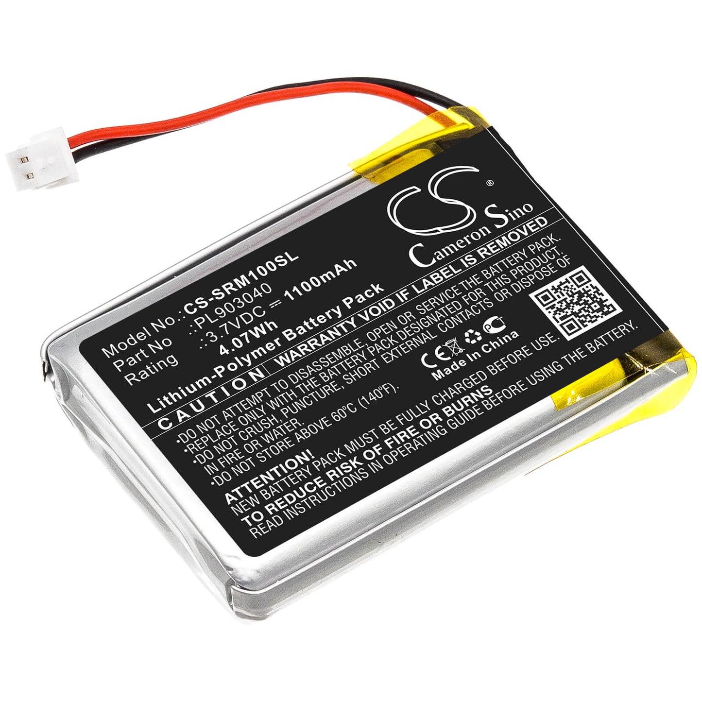 3.7V, 1100mAh, Li-Polymer Battery fits Schweizer, Led Magnifier, 4.07Wh