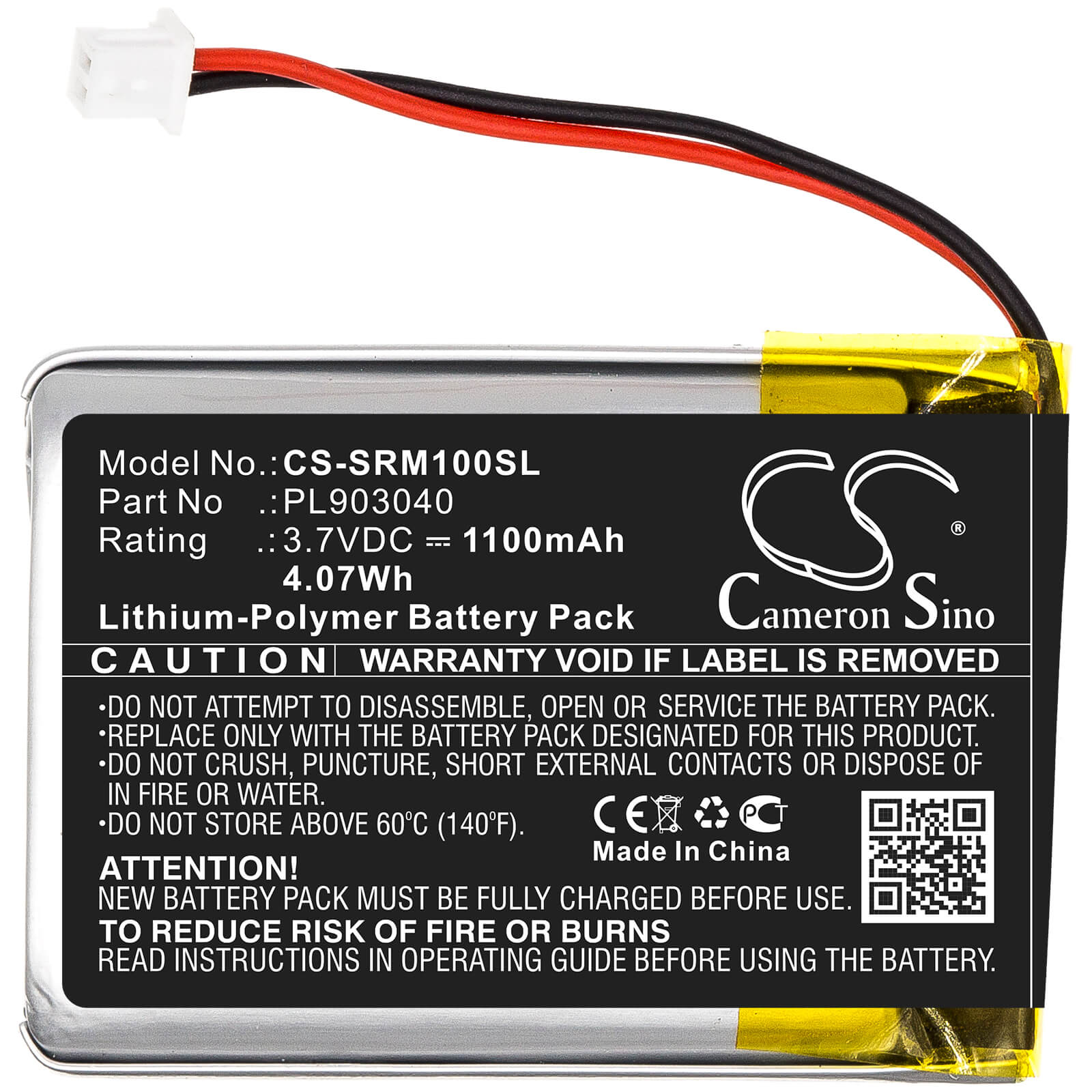 3.7V, 1100mAh, Li-Polymer Battery fits Schweizer, Led Magnifier, 4.07Wh