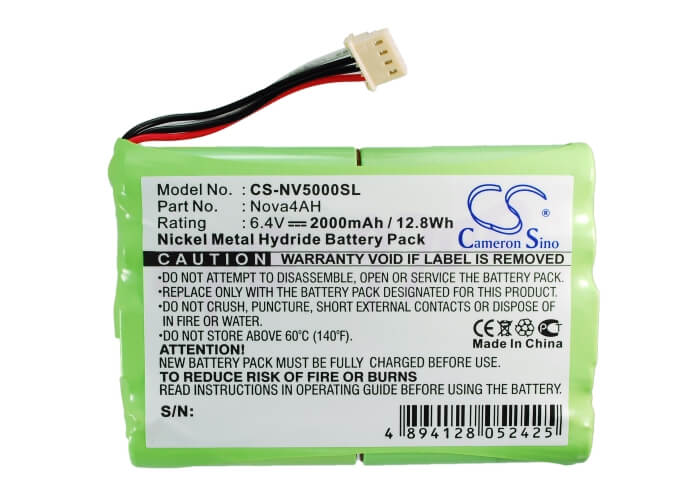 6.4V, 2000mAh, Ni-MH Battery fits Nova, 5000 Classroom Data Logger, 12.8Wh