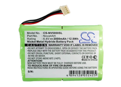 6.4V, 2000mAh, Ni-MH Battery fits Nova, 5000 Classroom Data Logger, 12.8Wh