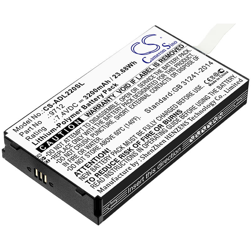 7.4V, 3200mAh, Li-Polymer Battery fits Additel, 22xa Multifunction Calibrator, Adt 220 Multifunction Loop Cal, 23.68Wh