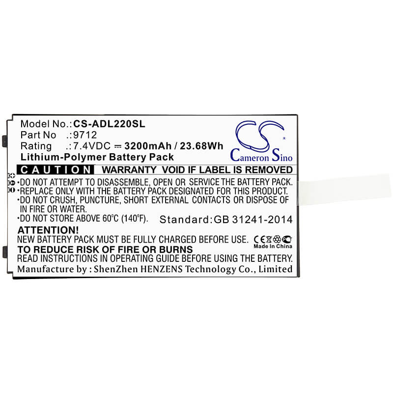 7.4V, 3200mAh, Li-Polymer Battery fits Additel, 22xa Multifunction Calibrator, Adt 220 Multifunction Loop Cal, 23.68Wh