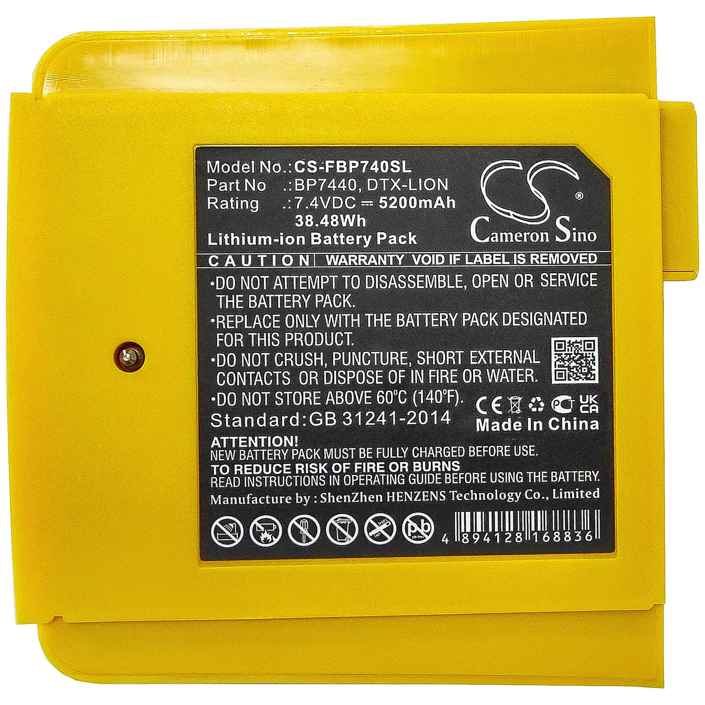 7.4V, 5200mAh, Li-ion Battery fits Fluke, Dtx-1200-m, Dtx-1200-ms, 38.48Wh