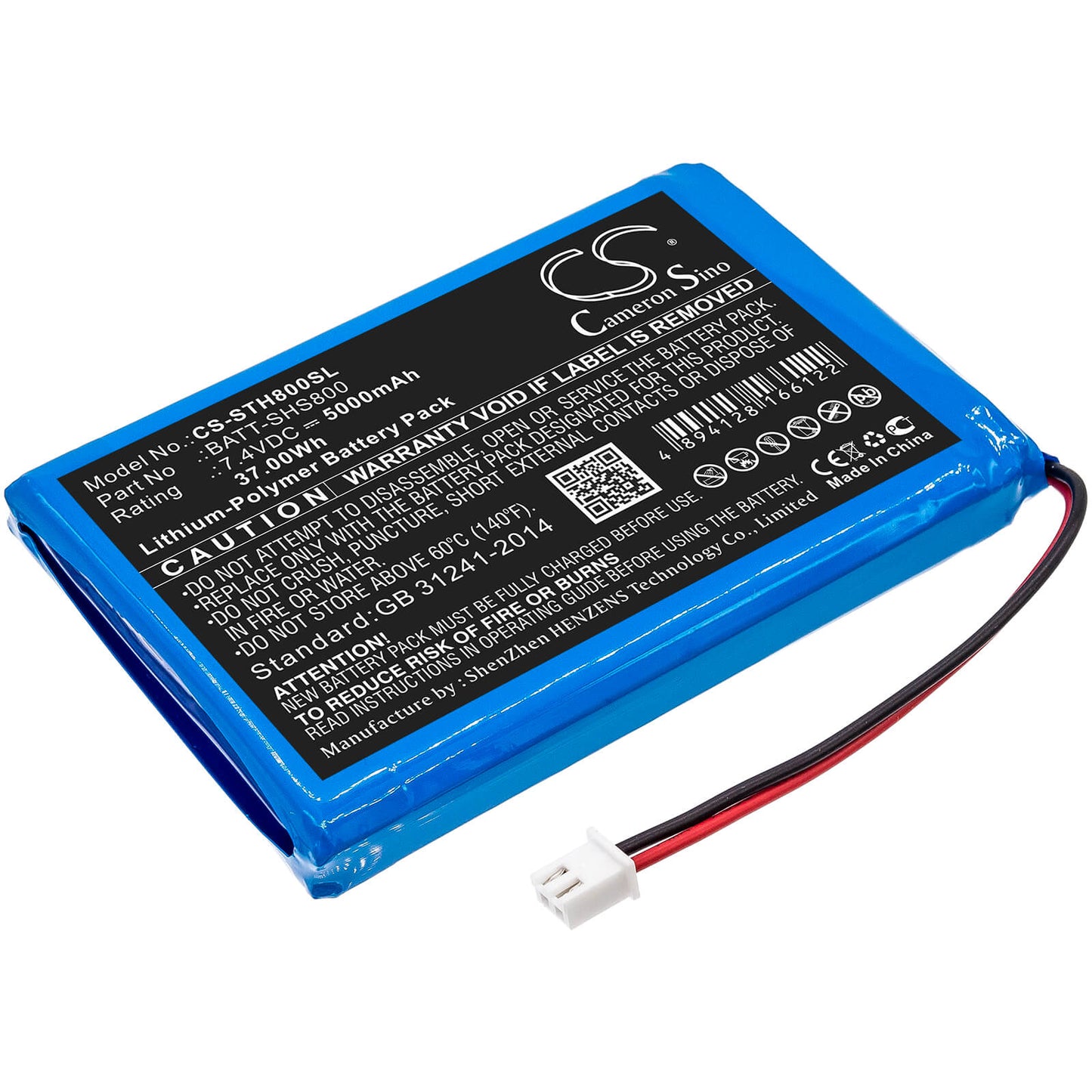 7.4V, 5000mAh, Li-Polymer Battery fits Siglent, Shs1000, Shs800, 37Wh