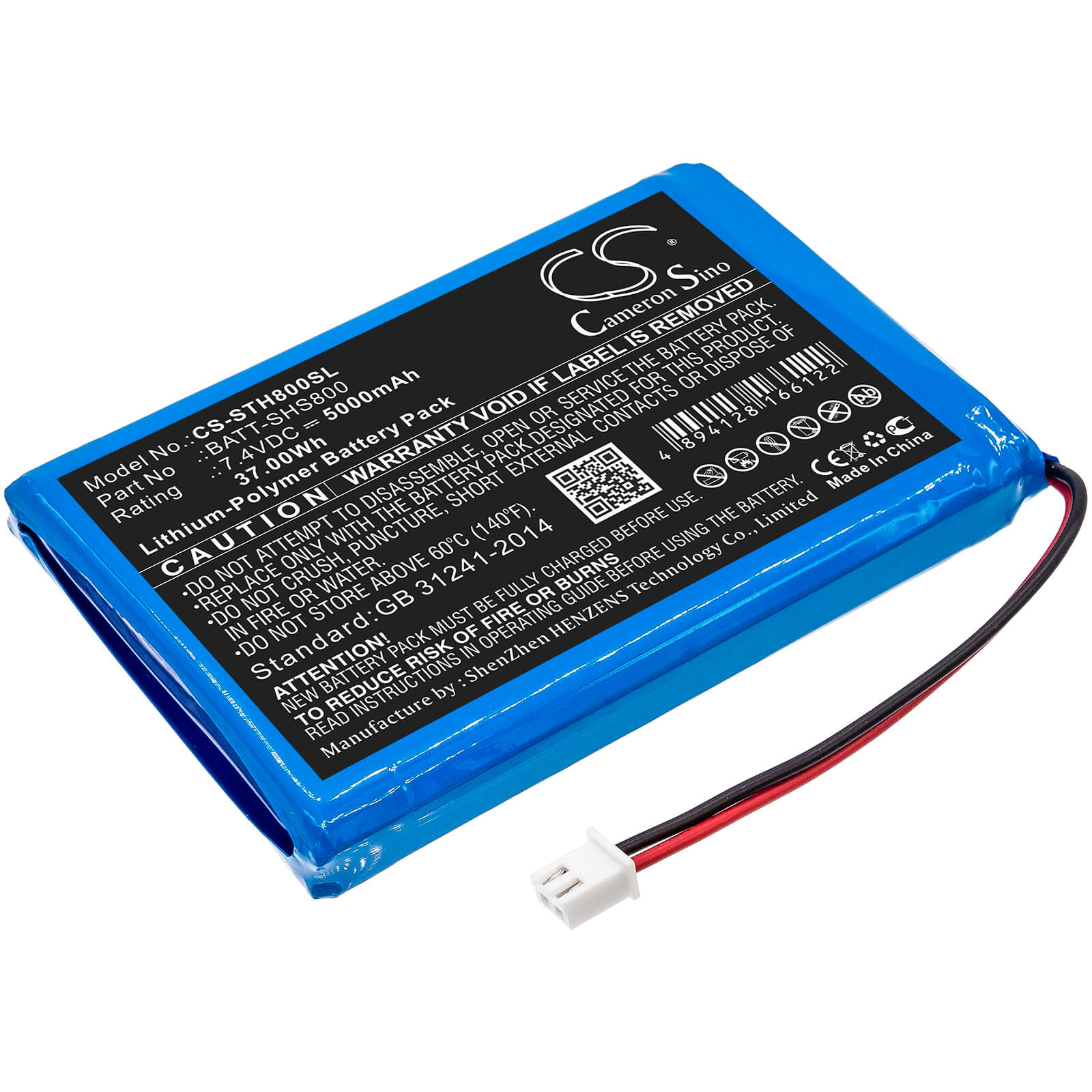 7.4V, 5000mAh, Li-Polymer Battery fits Siglent, Shs1000, Shs800, 37Wh