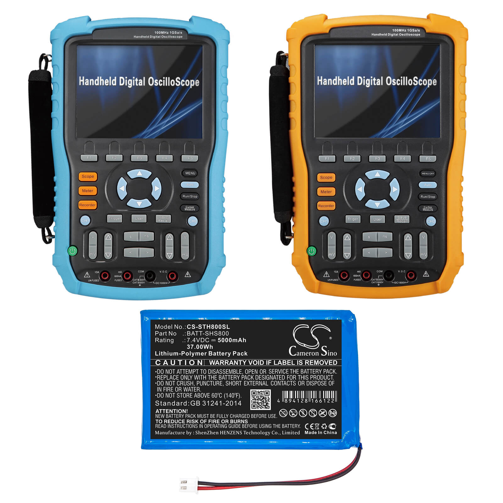 7.4V, 5000mAh, Li-Polymer Battery fits Siglent, Shs1000, Shs800, 37Wh