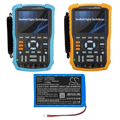 7.4V, 5000mAh, Li-Polymer Battery fits Siglent, Shs1000, Shs800, 37Wh