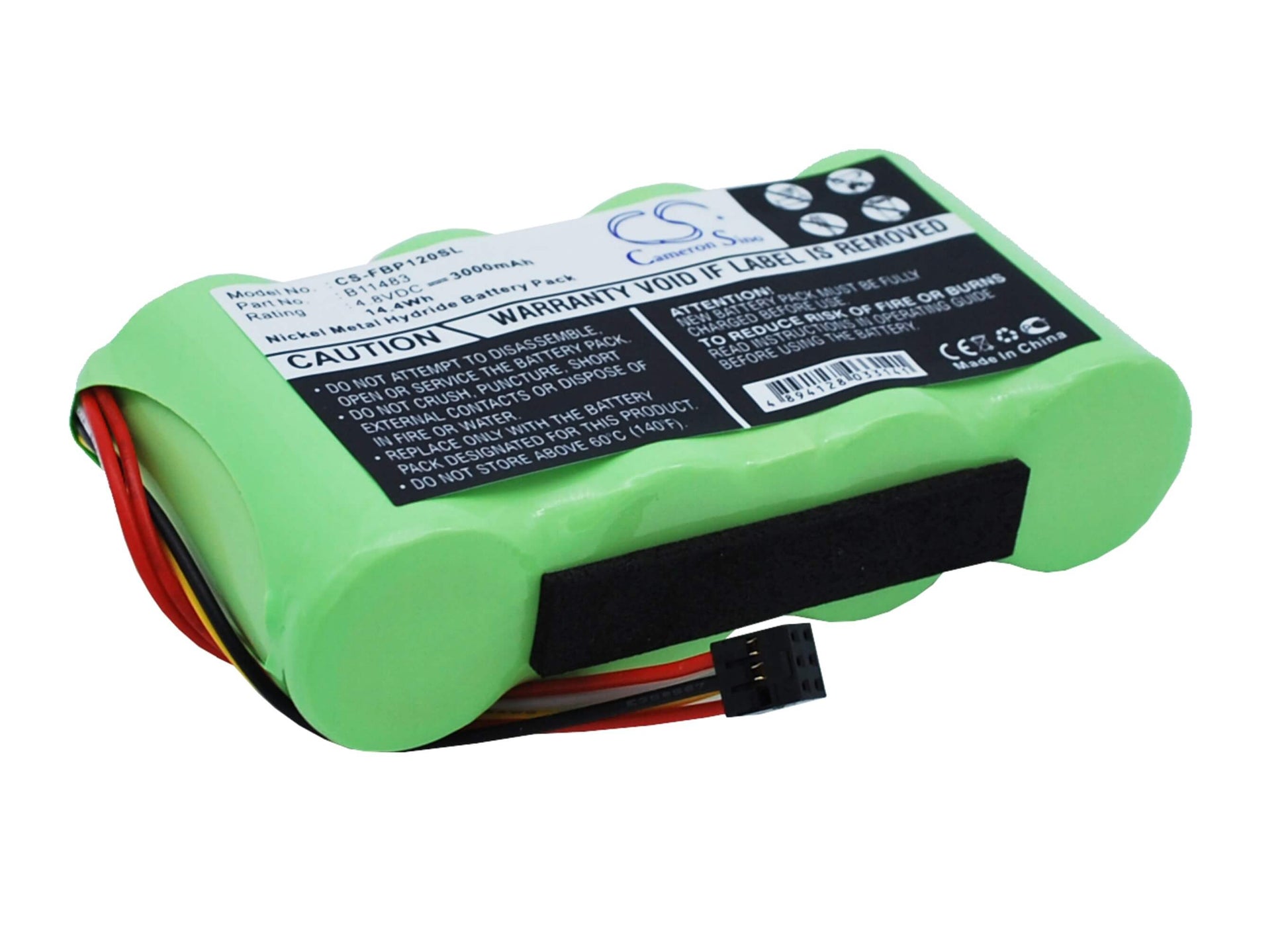 4.8V, 3000mAh, Ni-MH Battery fits Fluke, Fluke 123 ( Firmware Below V2., Fluke 123s ( Firmware Below V2, 14.4Wh