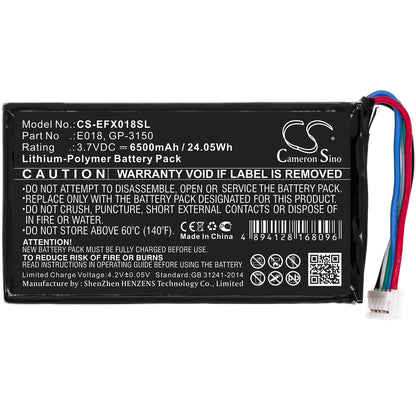 3.7V, 6500mAh, Li-Polymer Battery fits Exfo, Ox1, Ox1 Optical Explorer, 24.05Wh
