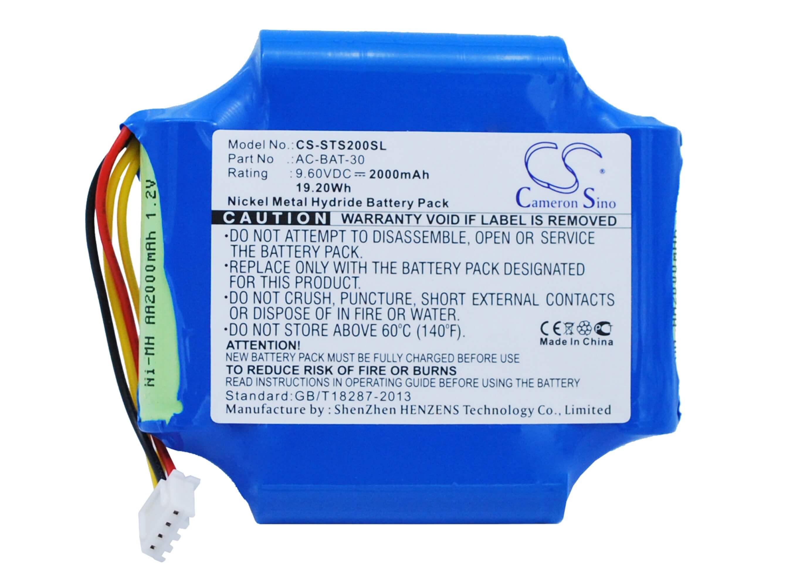 9.6V, 2000mAh, Ni-MH Battery fits Shinewaytech, S20a, S20b, 19.2Wh