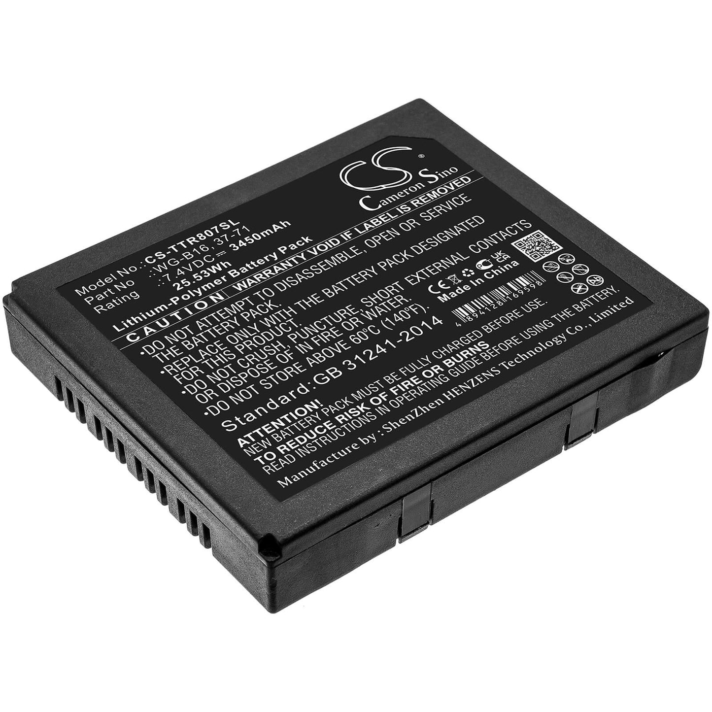 7.4V, 3450mAh, Li-Polymer Battery fits Triplett, Camview Ip Pro, Camview Ip Pro 5” Camera Teste, 25.53Wh