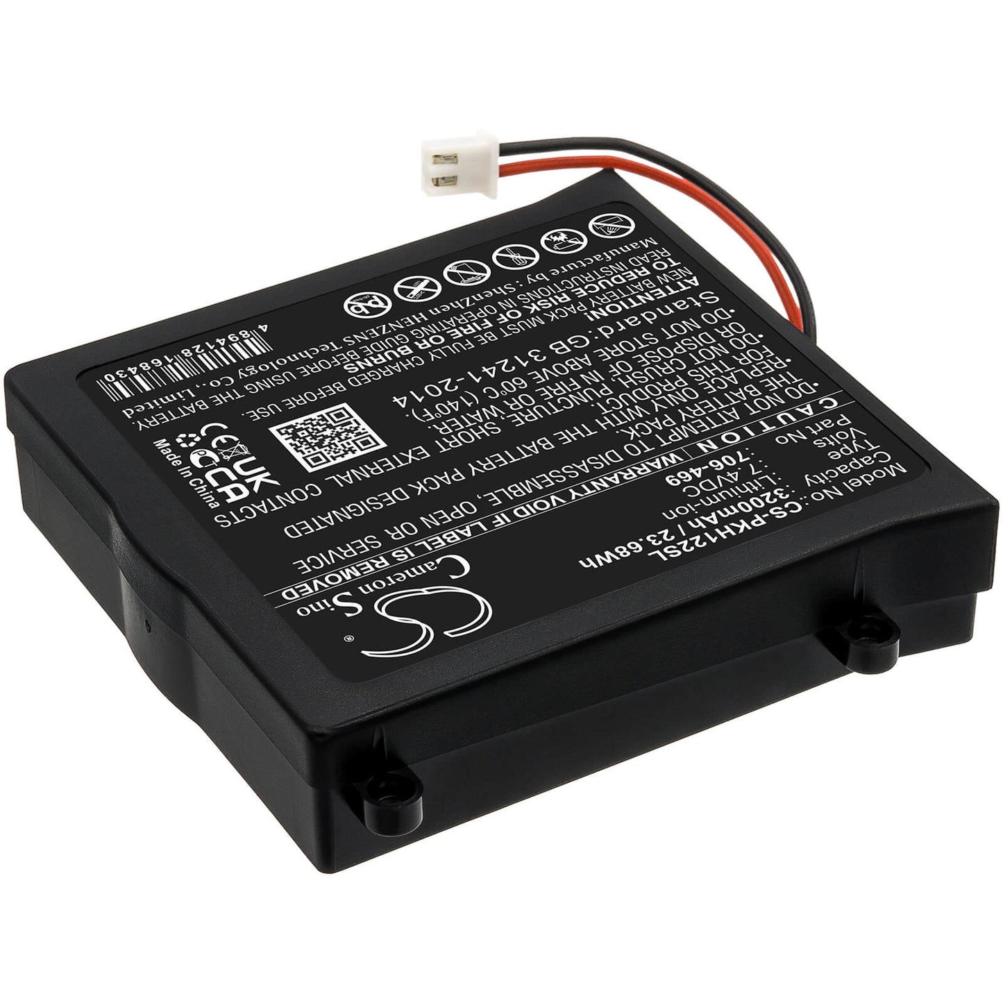 7.4V, 3200mAh, Li-ion Battery fits Peaktech, P1195, P1205, 23.68Wh