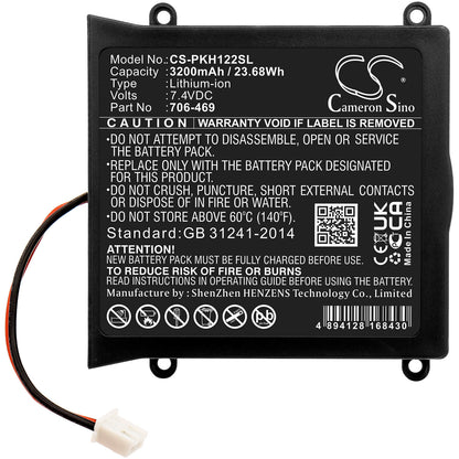 7.4V, 3200mAh, Li-ion Battery fits Peaktech, P1195, P1205, 23.68Wh
