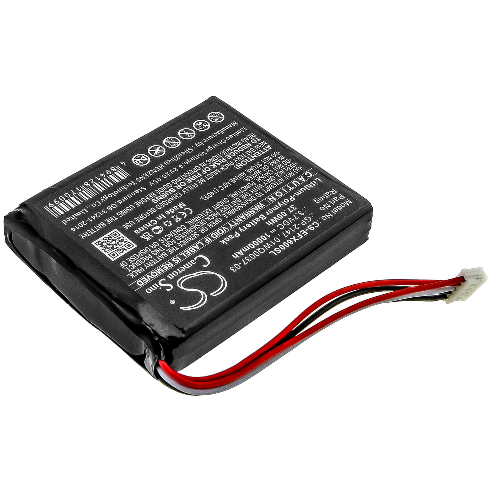 3.7V, 10000mAh, Li-Polymer Battery fits Exfo, Max-600, Max-605, 37Wh