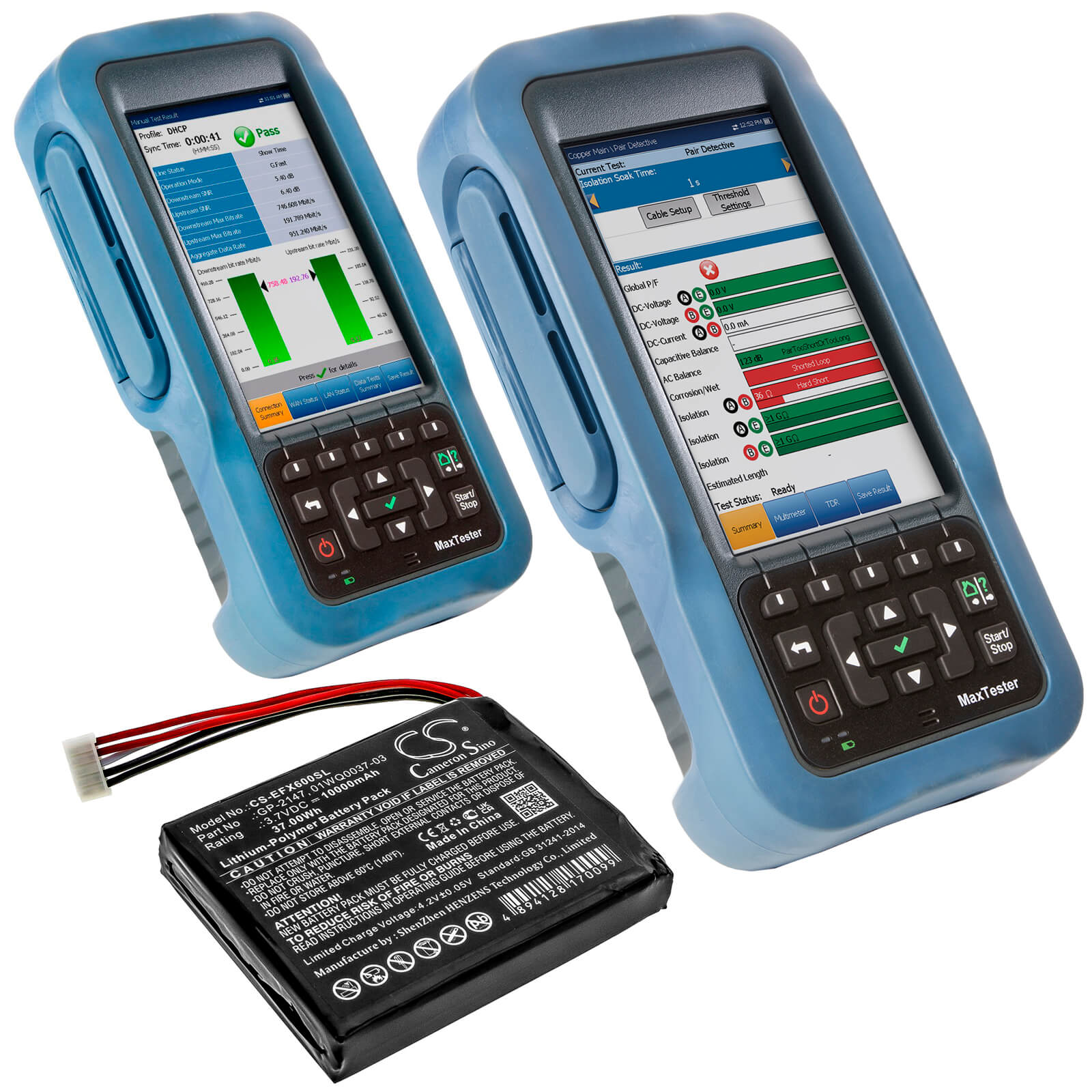 3.7V, 10000mAh, Li-Polymer Battery fits Exfo, Max-600, Max-605, 37Wh
