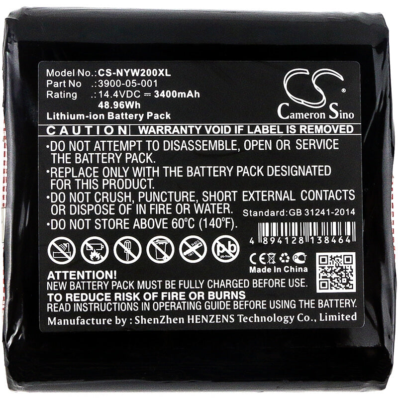 14.4V, 3400mAh, Li-ion Battery fits Noyes, W2003m, 48.96Wh