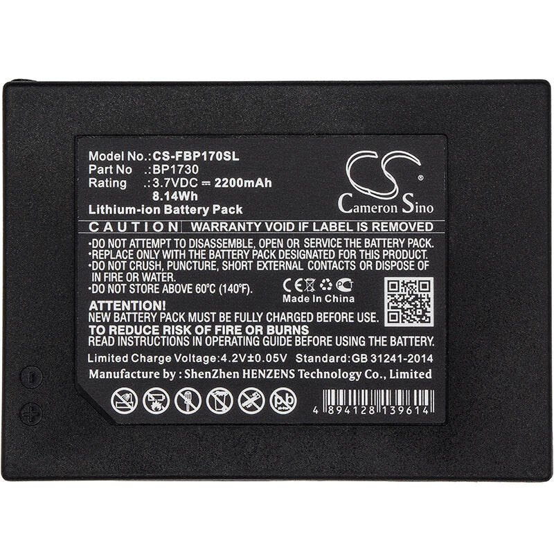 3.7V, 2200mAh, Li-ion Battery fits Fluke, 1730, 1730 Energie Logger, 8.14Wh