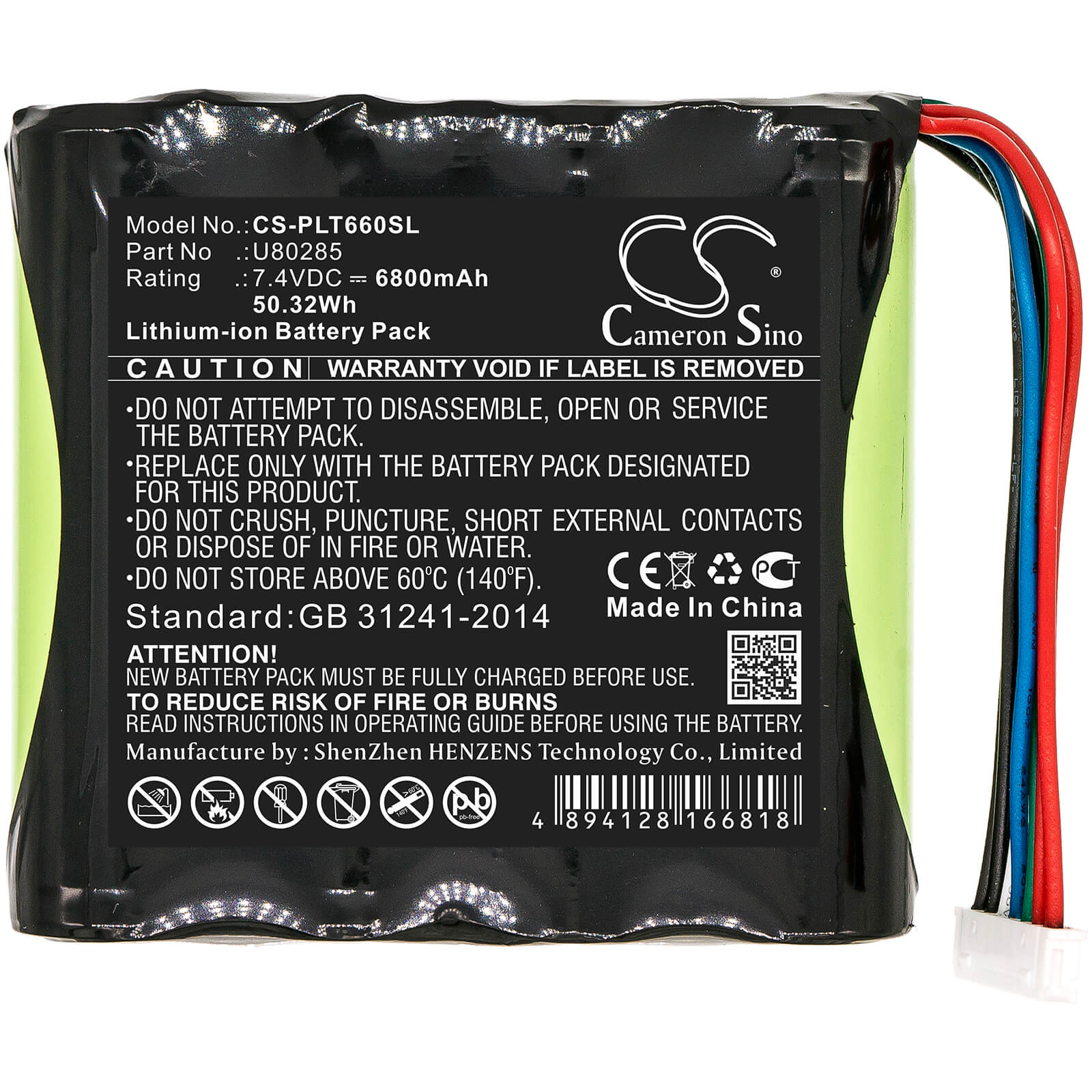 7.4V, 6800mAh, Li-ion Battery fits Platinum Tools, Netxpert Xg2, T66006b, 50.32Wh