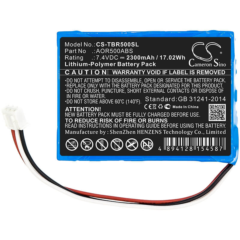 7.4V, 2300mAh, Li-Polymer Battery fits Tribrer, Aor500, Aor500-s, 17.02Wh