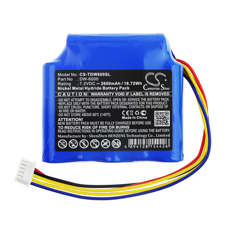 7.2V, 2600mAh, Ni-MH Battery fits Tosight, Dw-6000, Dwk-6000, 18.72Wh
