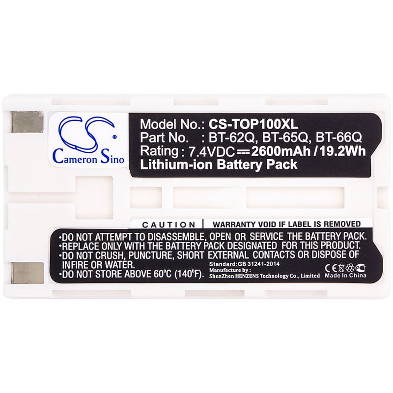 7.4V, 2600mAh, Li-ion Battery fits Topcon, Fc100, Fc-100, 19.24Wh