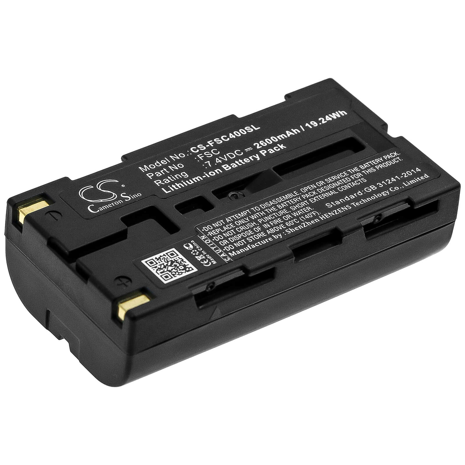 7.4V, 2600mAh, Li-ion Battery fits Fuji, Fsc, Fsc3, 19.24Wh
