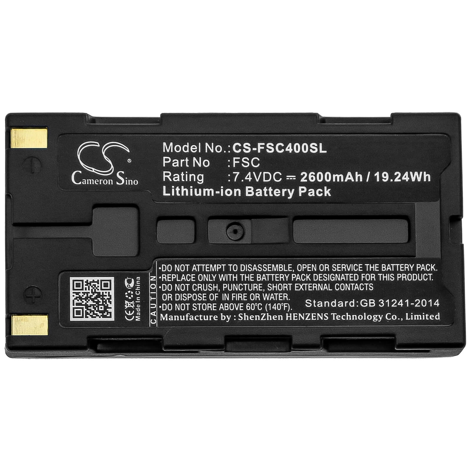 7.4V, 2600mAh, Li-ion Battery fits Fuji, Fsc, Fsc3, 19.24Wh