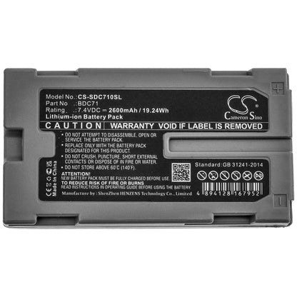 7.4V, 2600mAh, Li-ion Battery fits Sokkia, 3d Layout Navigator Ln-150, Pipe Laser Tp-l6, 19.24Wh