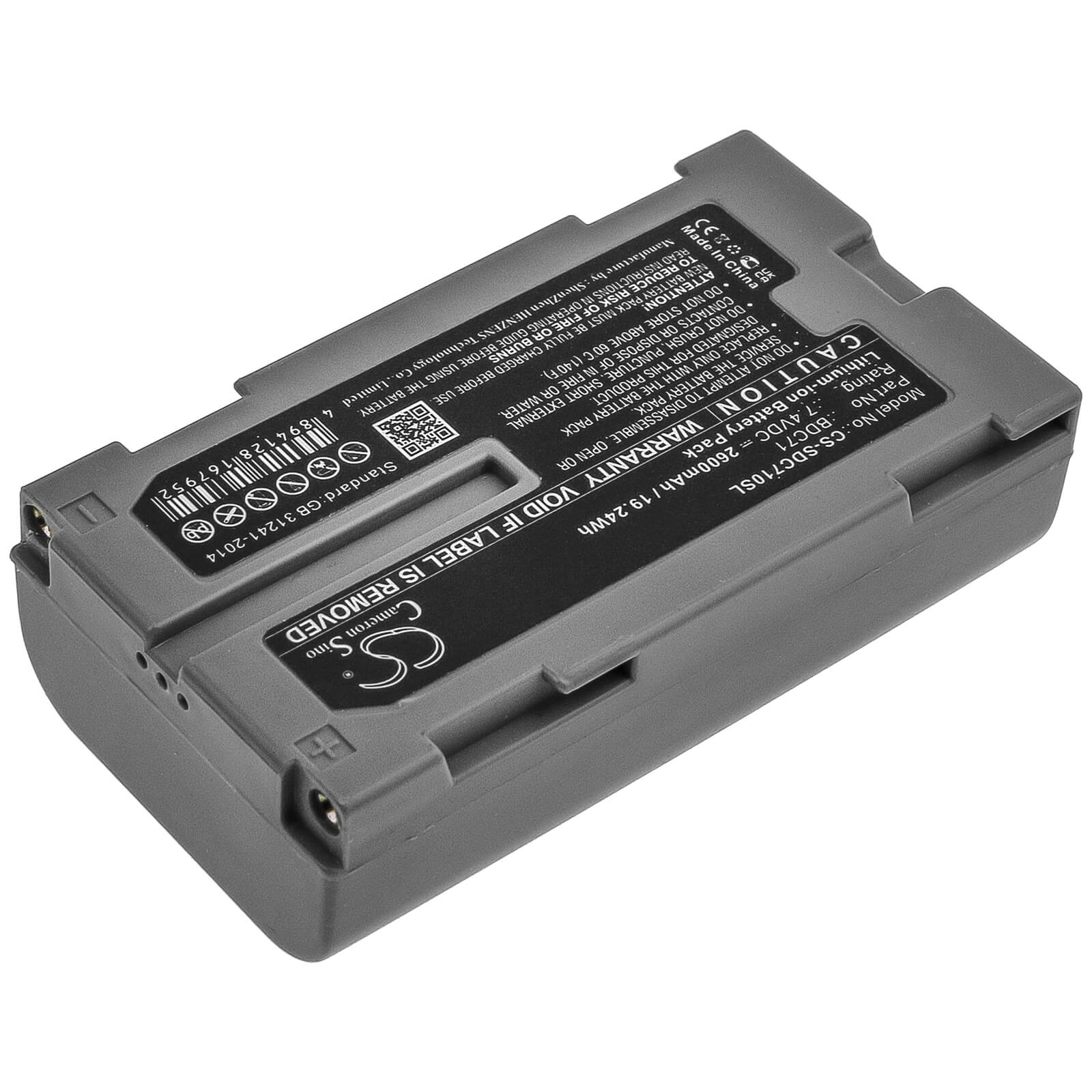 7.4V, 2600mAh, Li-ion Battery fits Topcon, Rc-5, Total Station Gm-52, 19.24Wh