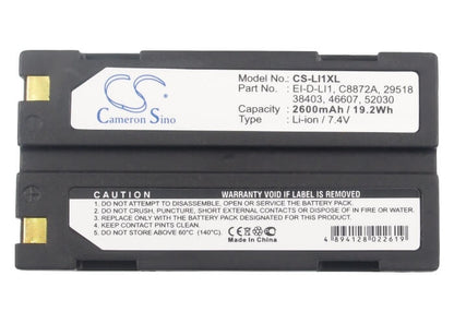7.4V, 2600mAh, Li-ion Battery fits Spectra Precision, Sp60 Gnss, Sp80 Gnss, 19.24Wh