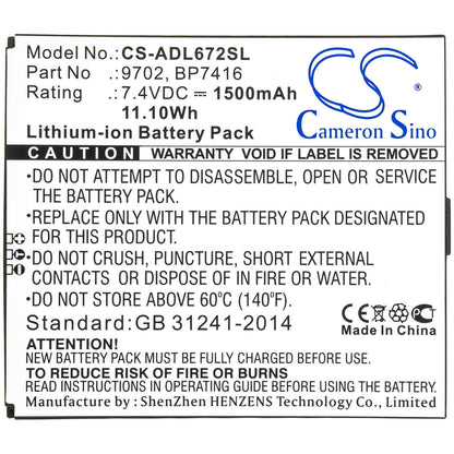 7.4V, 1500mAh, Li-ion Battery fits Additel, 672, Adt 672, 11.1Wh