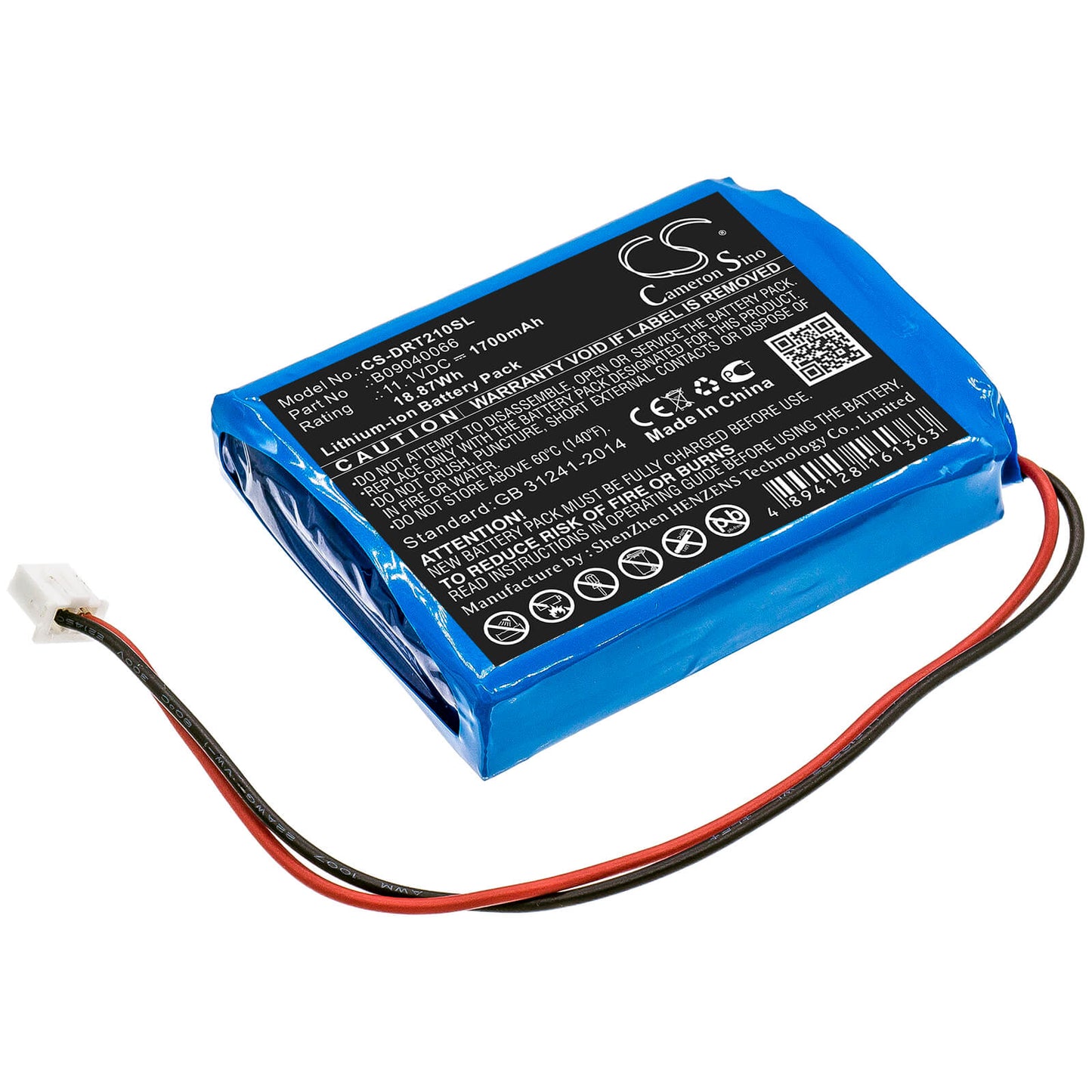 11.1V, 1700mAh, Li-ion Battery fits Deviser, Ds2100a, Ds2100b, 18.87Wh