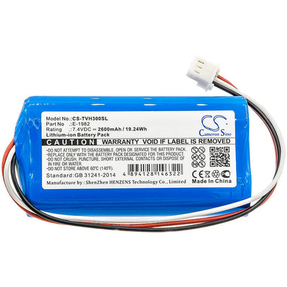 7.4V, 2600mAh, Li-ion Battery fits Televes, H30flex, 19.24Wh