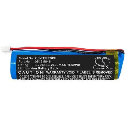 3.7V, 2600mAh, Li-ion Battery fits Testo, 320 Combustion Analyzer, 9.62Wh