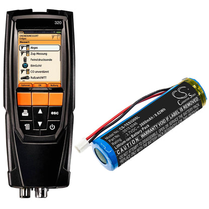 3.7V, 2600mAh, Li-ion Battery fits Testo, 320 Combustion Analyzer, 9.62Wh