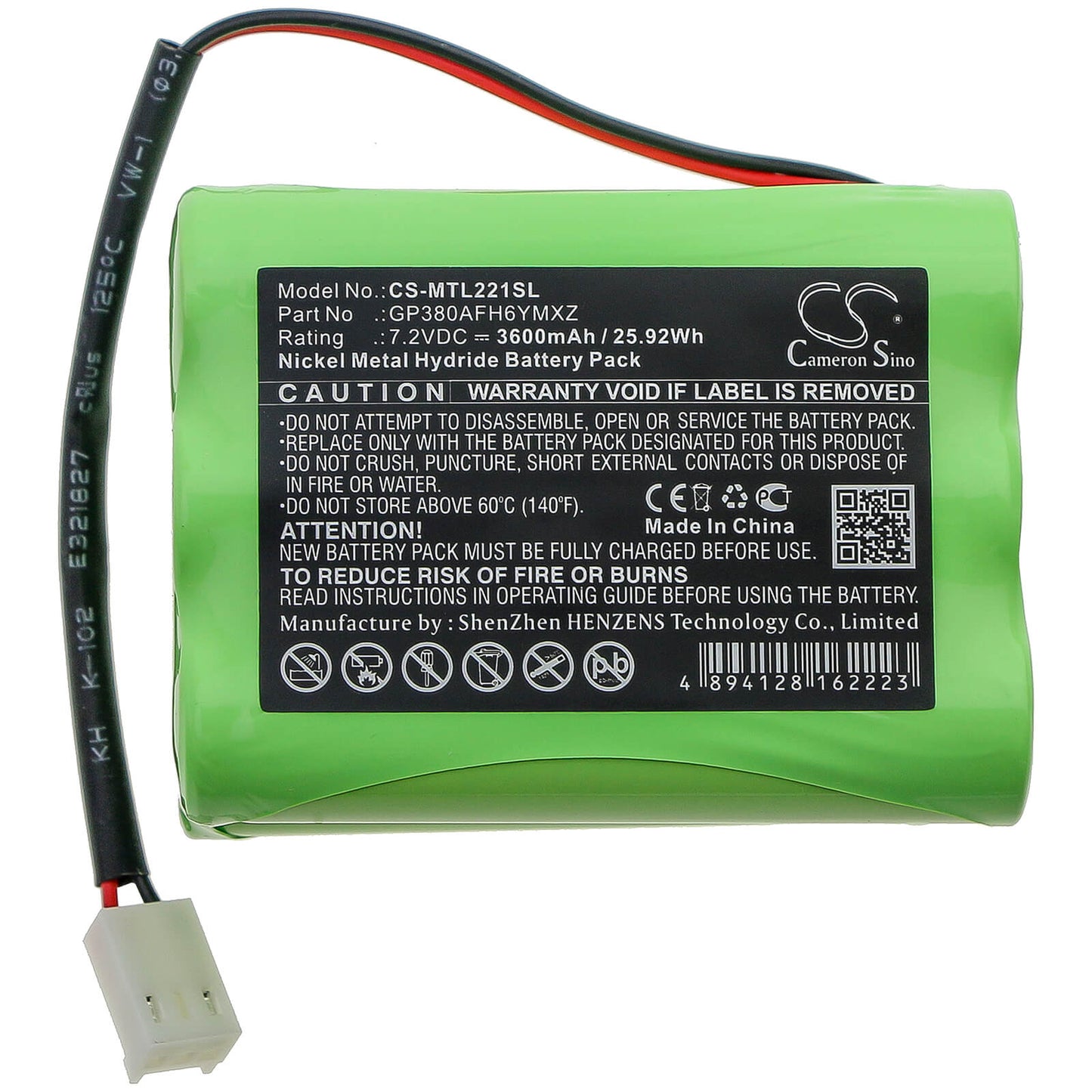 7.2V, 3600mAh, Ni-MH Battery fits Mettler, Toledo Ind221, 25.92Wh