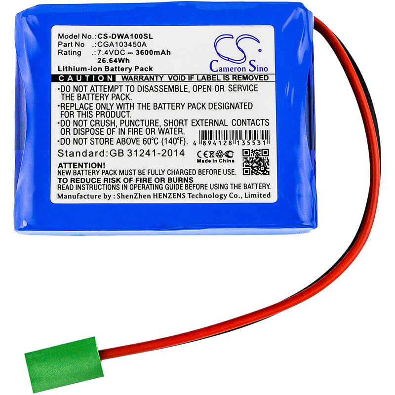 7.4V, 3600mAh, Li-ion Battery fits Wheel Alignment System, Cemb Dwa 1000, Cemb Dwa1000, 26.64Wh
