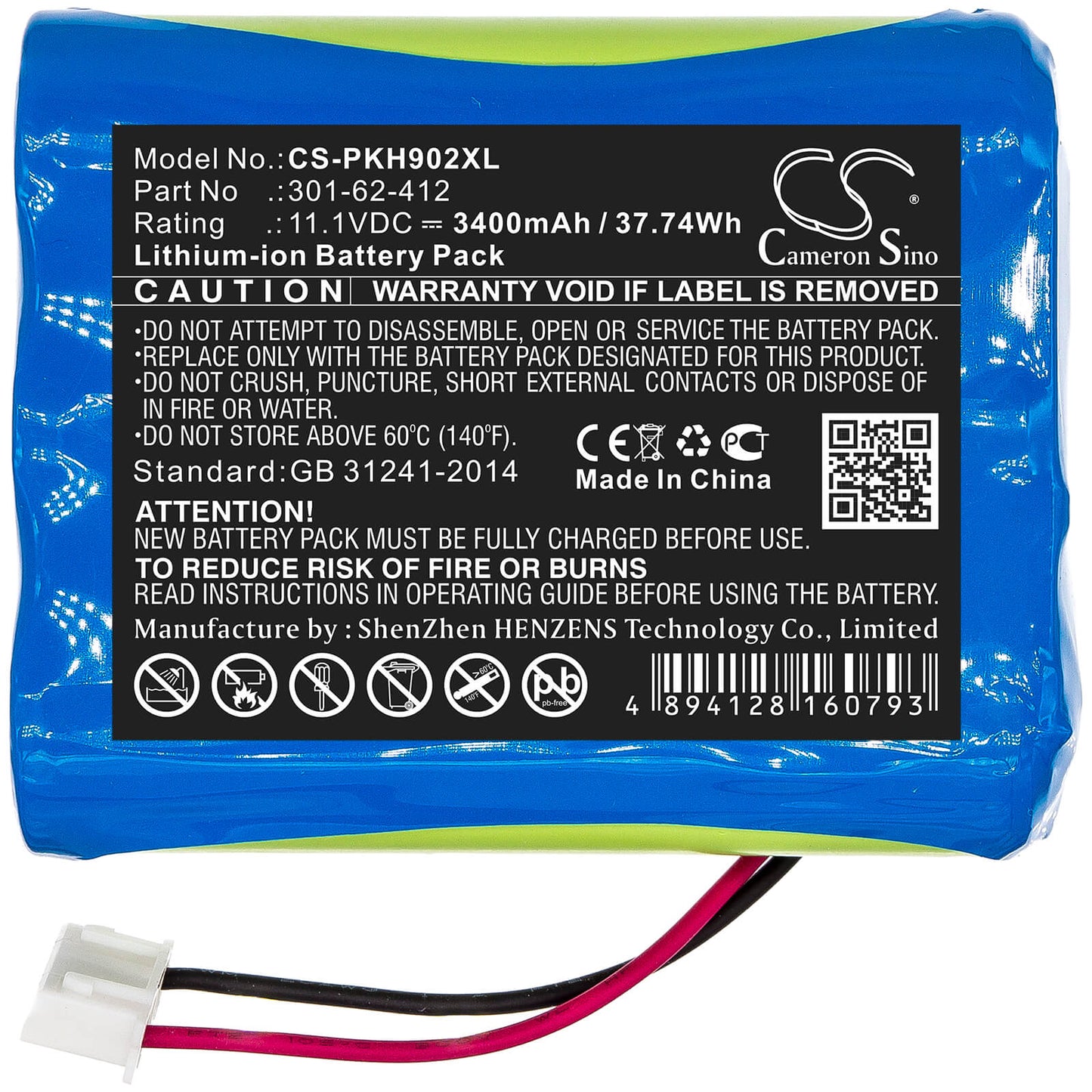 11.1V, 3400mAh, Li-ion Battery fits Peaktech, P 9020, P9020a, 37.74Wh