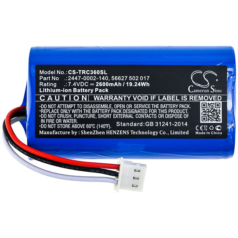 7.4V, 2600mAh, Li-ion Battery fits Trilithic, 360 Dsp, E-400, 19.24Wh