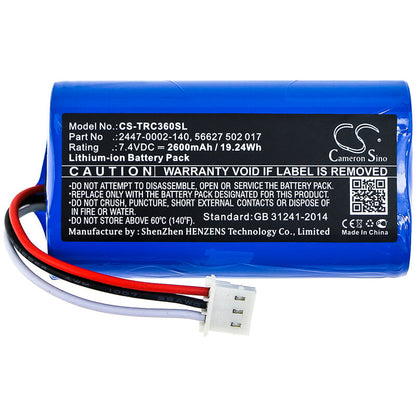 7.4V, 2600mAh, Li-ion Battery fits Trilithic, 360 Dsp, E-400, 19.24Wh