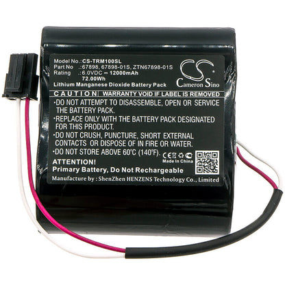 6.0V, 12000mAh, Li-MnO2 Battery fits Trimble, Aggps, Fm1000, 72Wh