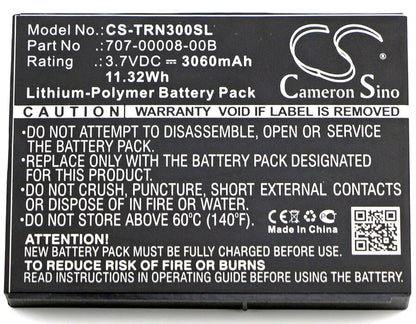 3.7V, 3060mAh, Li-Polymer Battery fits Trimble, 96410-00, Juno 3, 11.322Wh