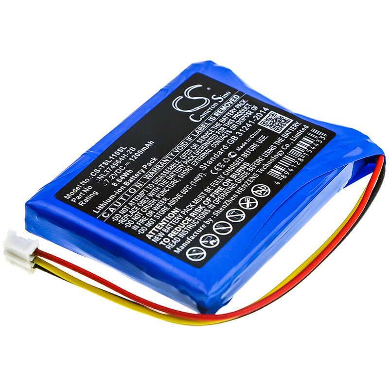 7.2V, 1200mAh, Li-ion Battery fits Tosight, Tsel-110, 8.64Wh