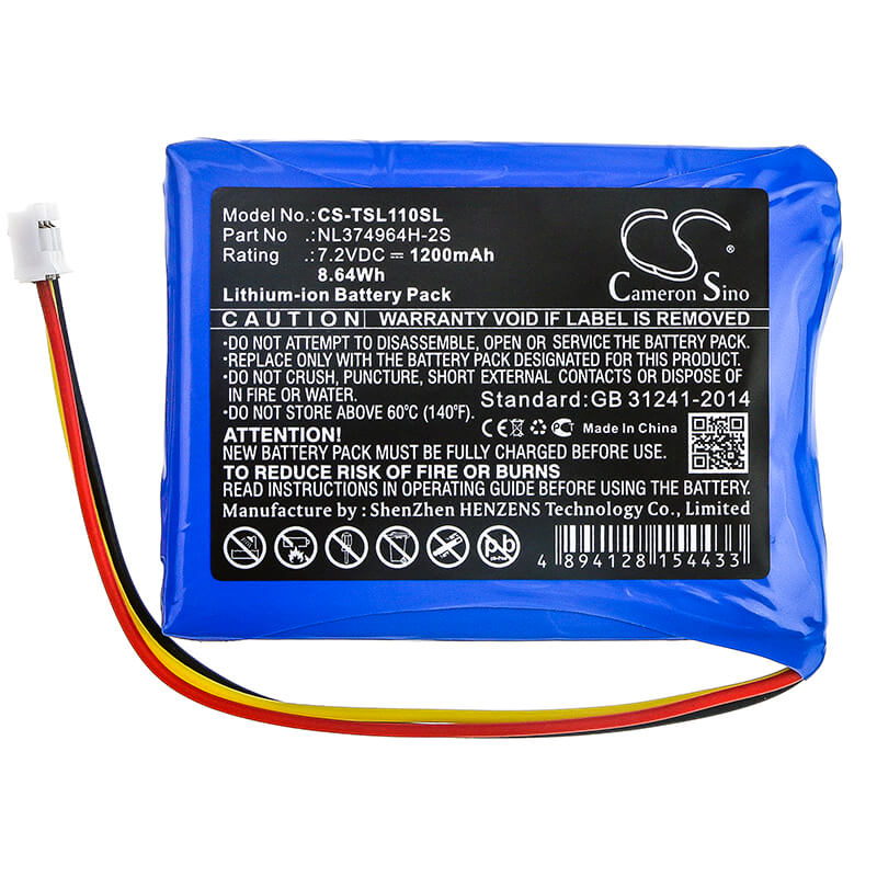 7.2V, 1200mAh, Li-ion Battery fits Tosight, Tsel-110, 8.64Wh
