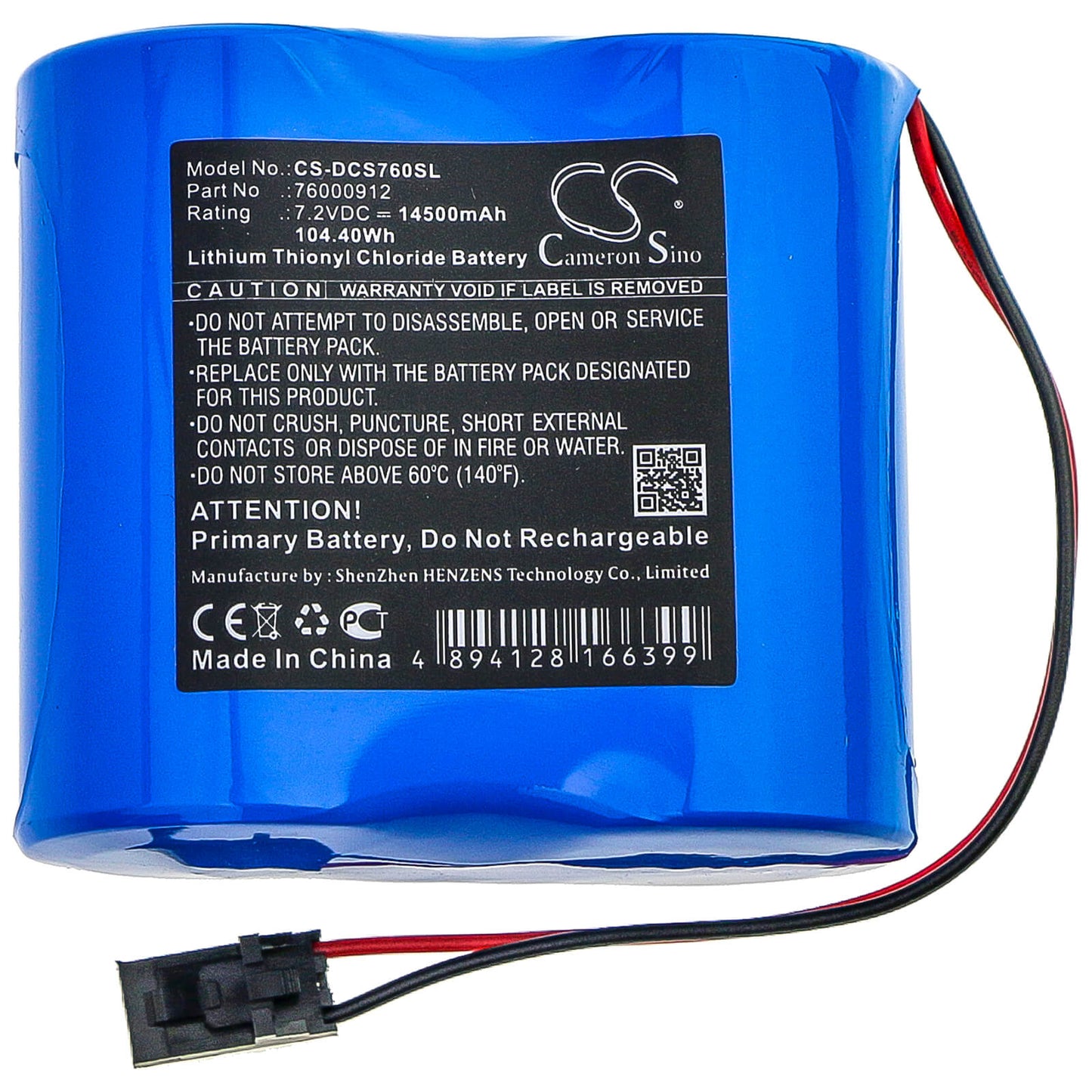 7.2V, 14500mAh, Li-SOCl2 Battery fits Digi, Connect Sensor+, 104.4Wh